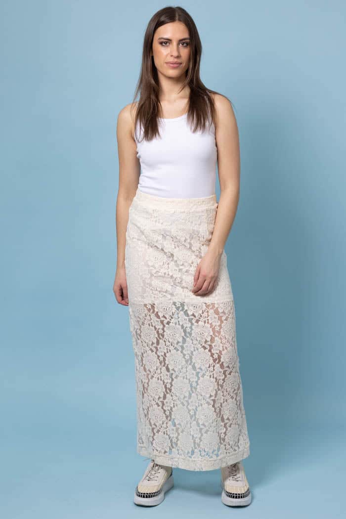 Charlotte Lace Maxi Skirt Cream
