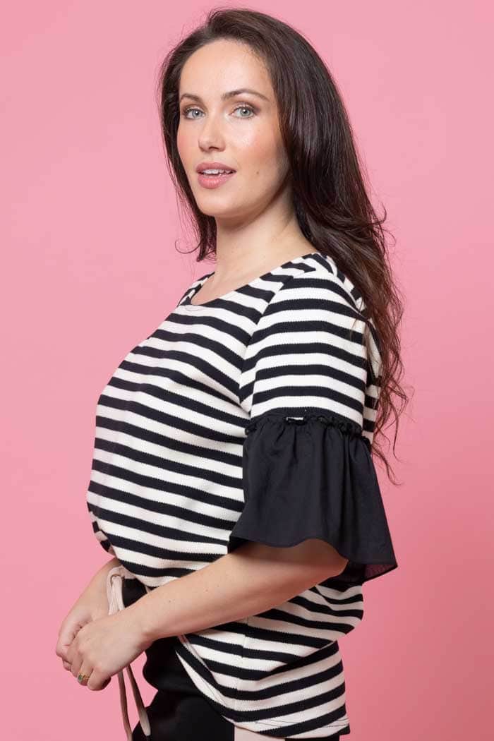 Amy Stripe Top Black Cream 2