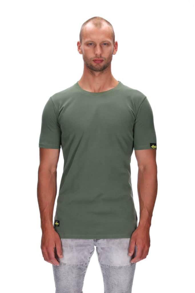 mens slim fitting tee olive green