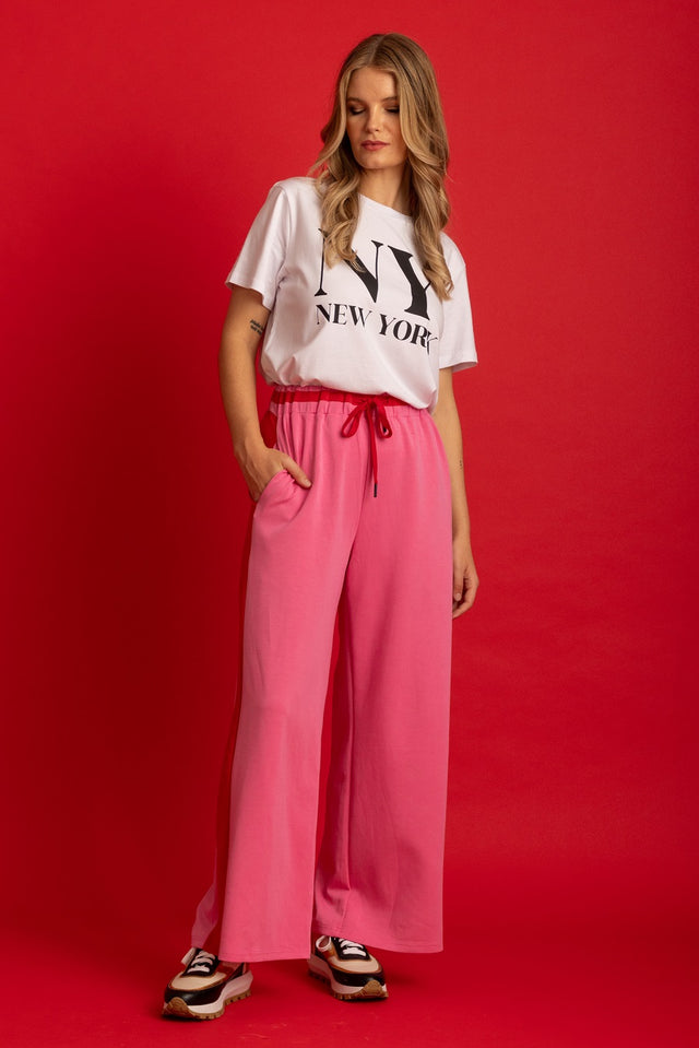 pink casual wide leg pant trouser