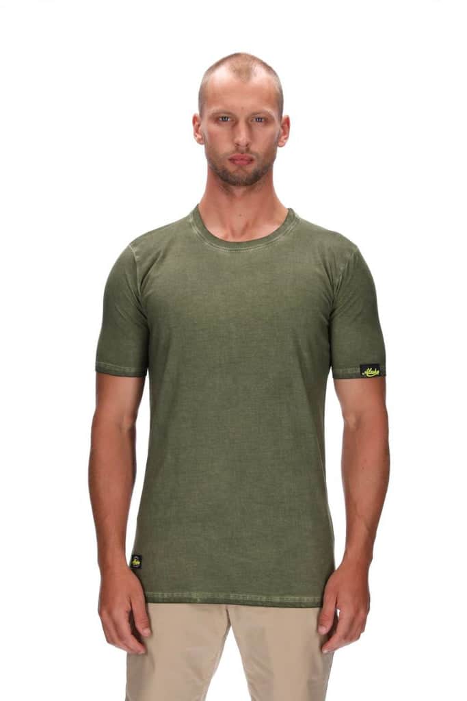 mens slim fit stonewash green tee