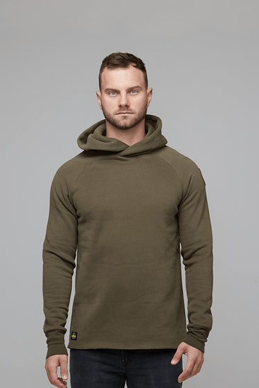 mens raw hem hoodie khaki