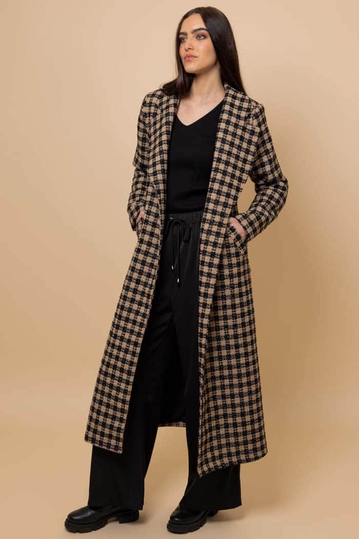 Bea Coat Check Caramel Black 2