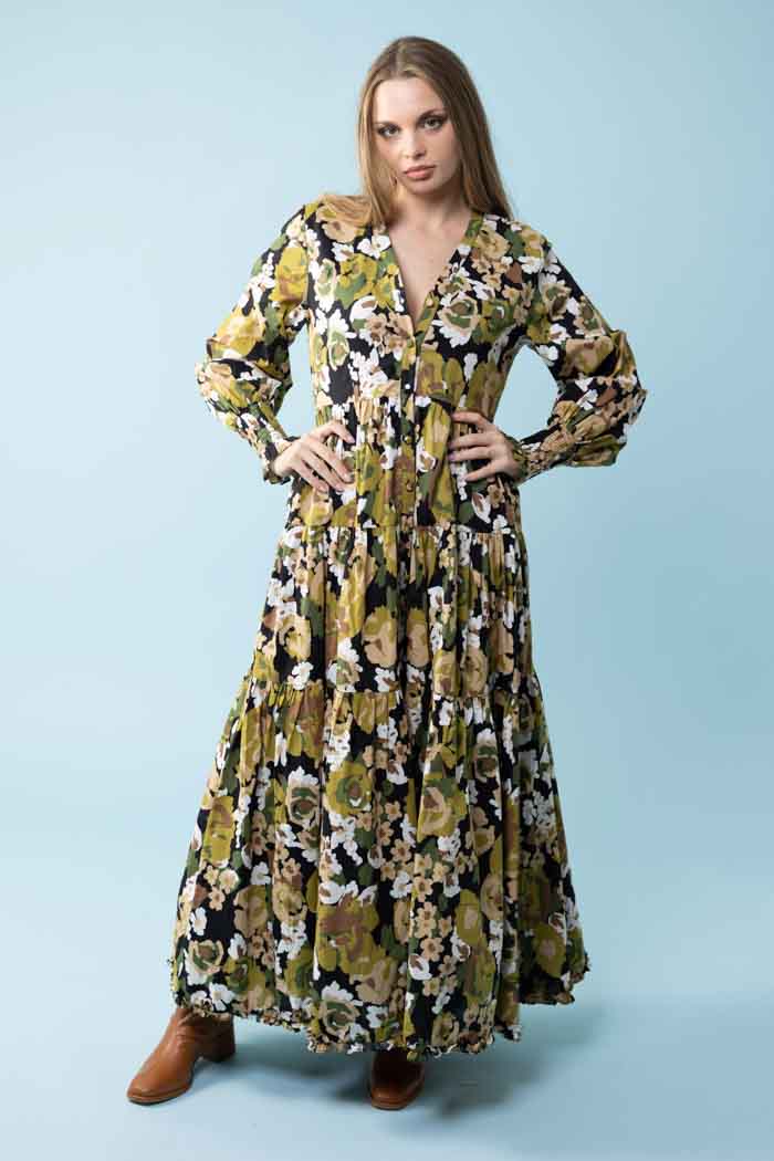 Cathy Maxi Dress Green Floral