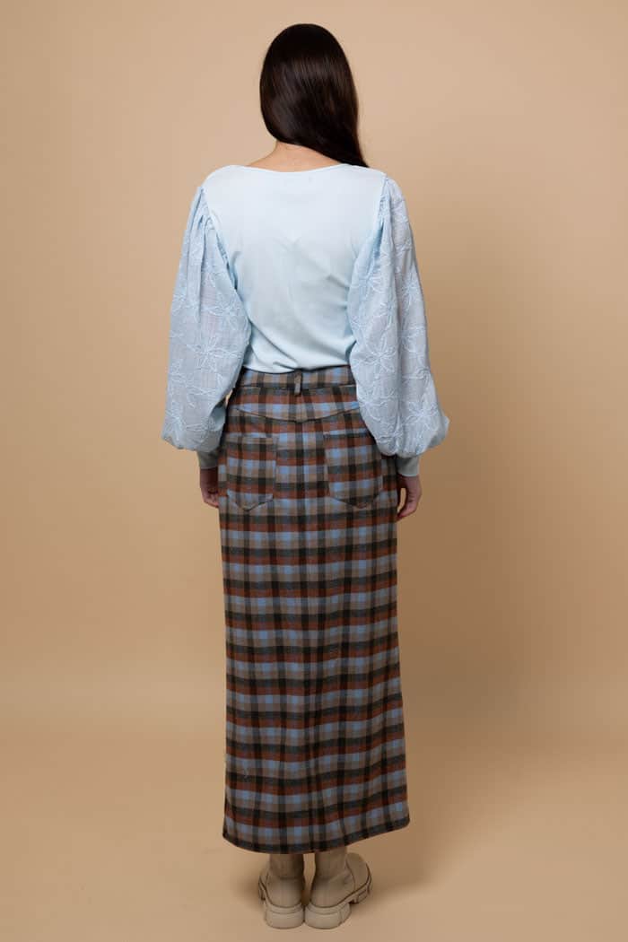 Daphne Maxi Skirt Check Blue 3