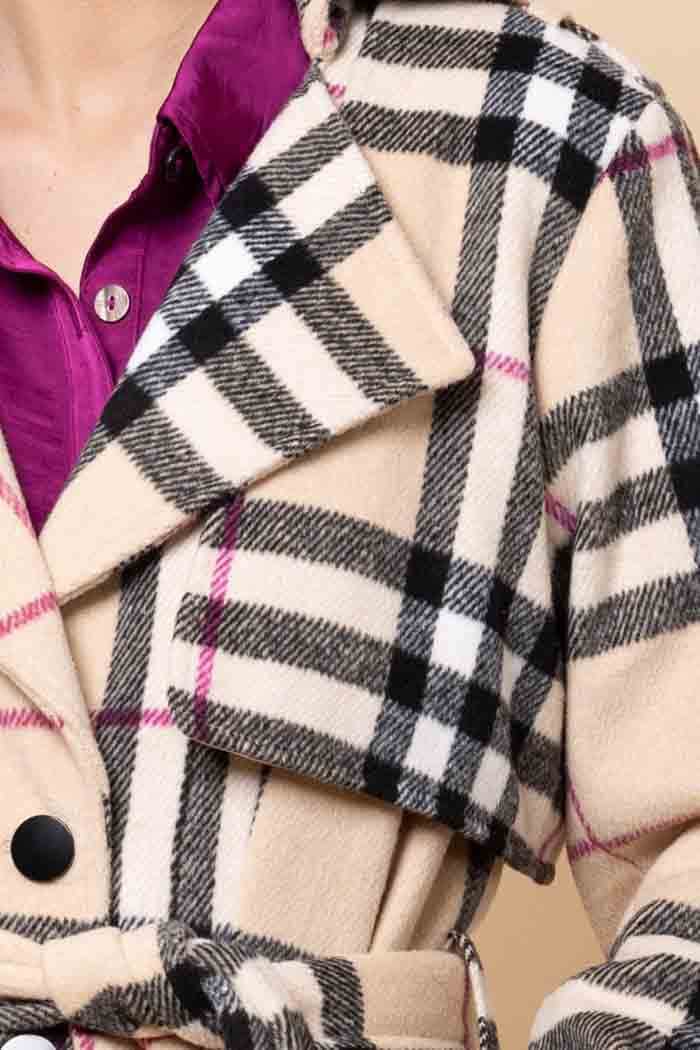 Larissa Coat Tartan Cream 4