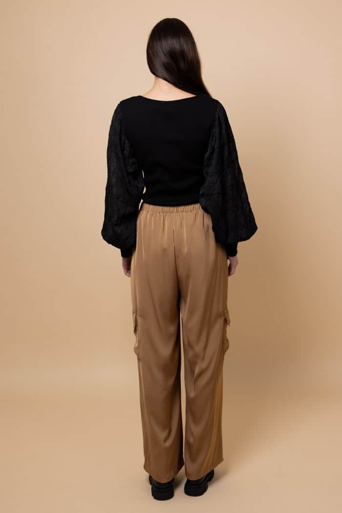 Harry Satin Cargo Pant Caramel 3