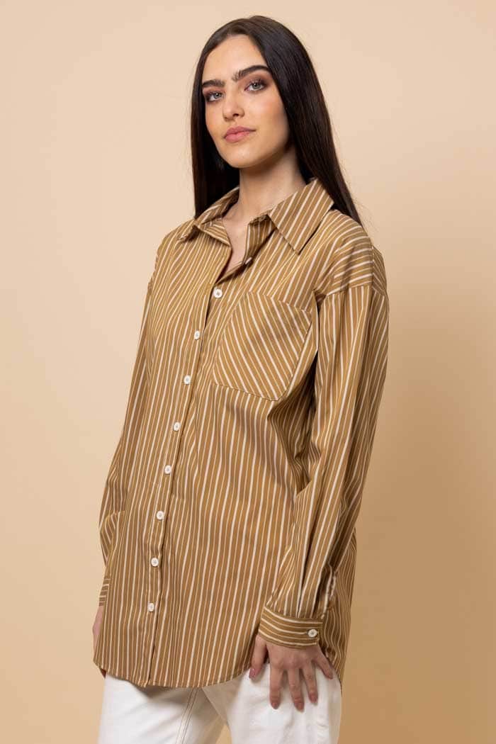 Zora Shirt Caramel White Stripe 2