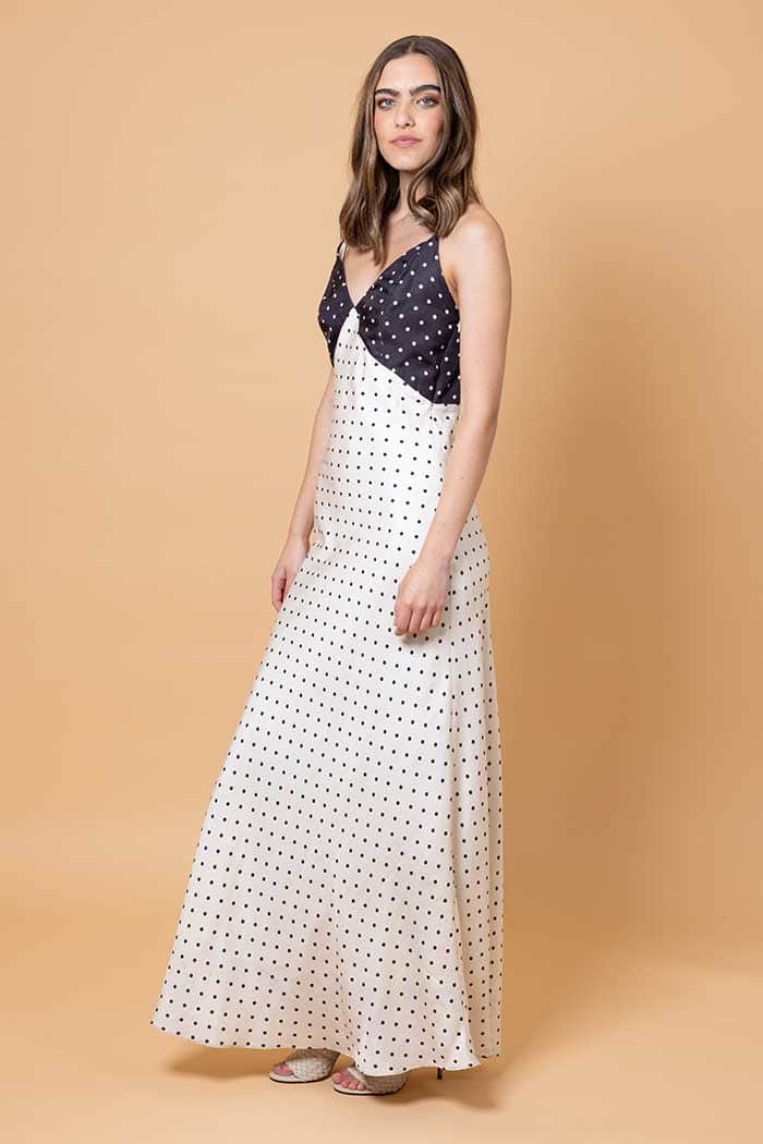 Kinsley Polka Dot Dress Cream Black 2