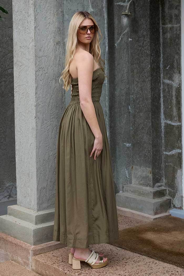 Jojo Strapless Maxi Dress Khaki 2