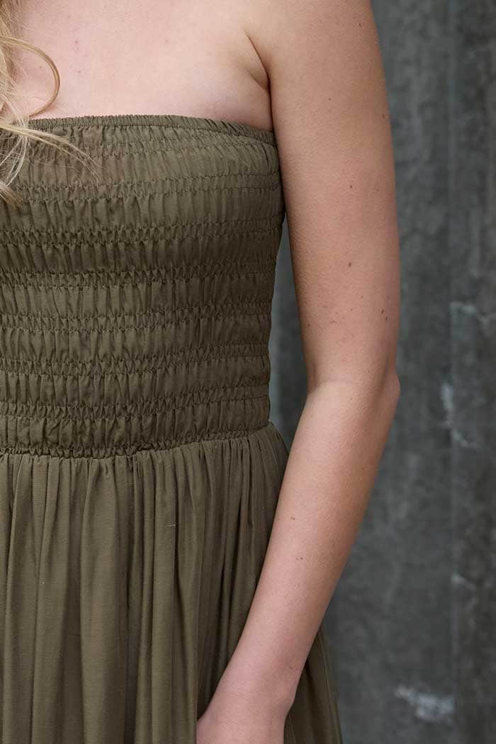 Jojo Strapless Maxi Dress Khaki 4