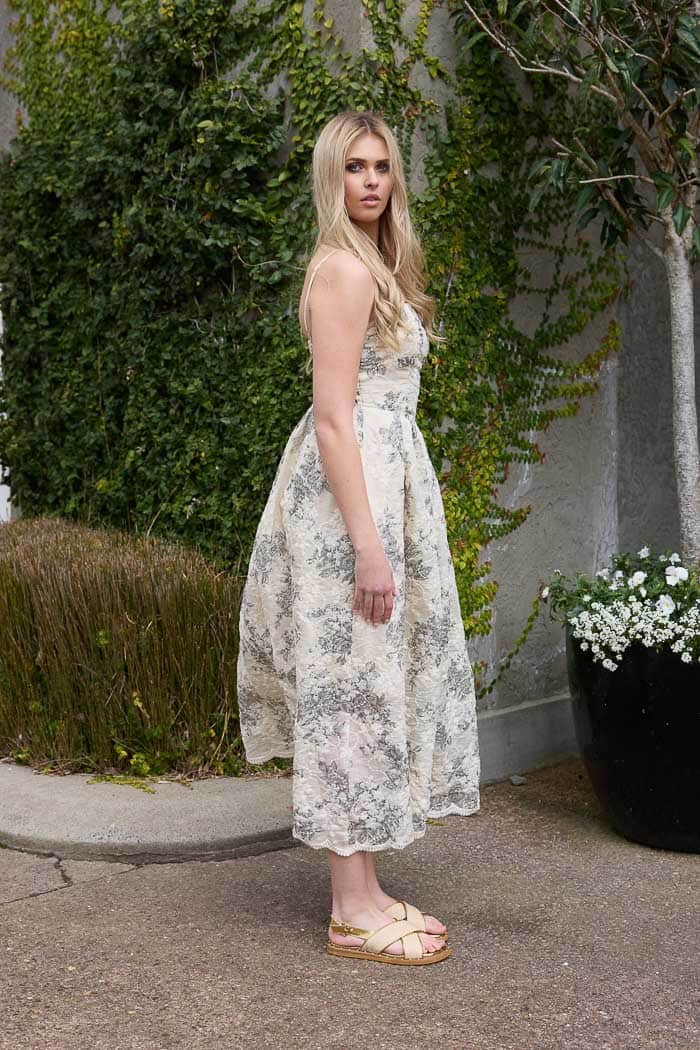 Leo Embroidered Dress Cream Black 2