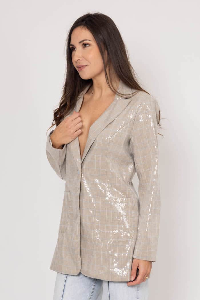 Layla Sequin Blazer Grey 2