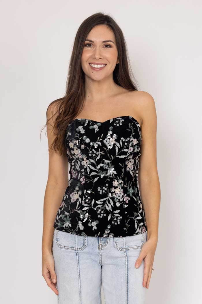 Shelby Strapless Sequin Bodice Black