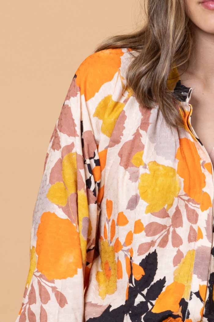 Fia Shirt Orange Floral 3