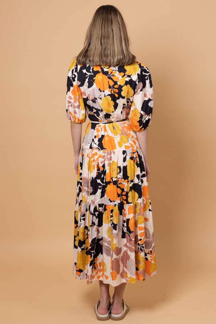 Sammie Wrap Maxi Dress Orange Floral 3