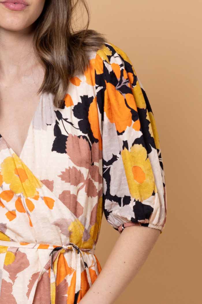 Sammie Wrap Maxi Dress Orange Floral 4