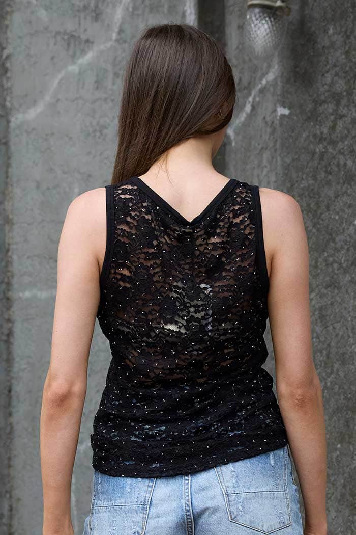 Jess Lace Singlet Black 3