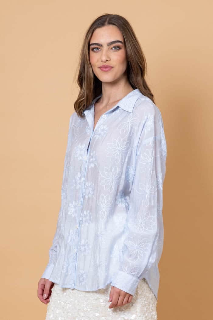 Nina Embroidered Shirt Light Blue 2