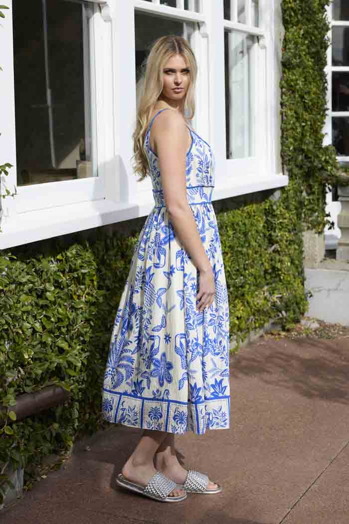 Sela Midi Dress Blue Print 2