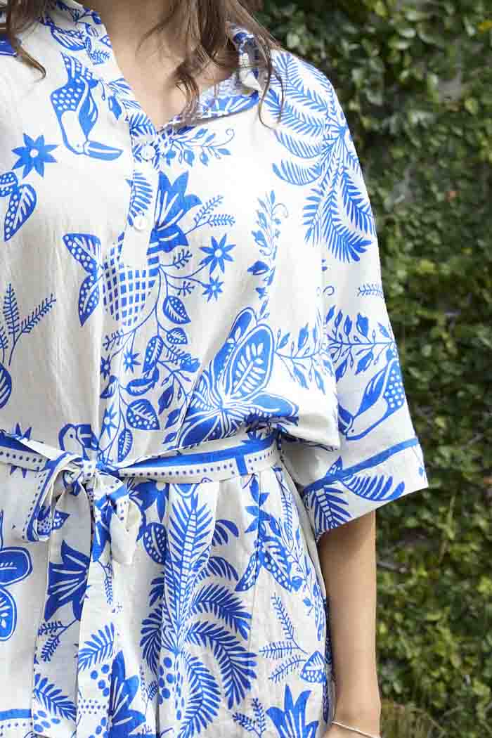 Izzy Mini Shirt Dress Blue Print 4