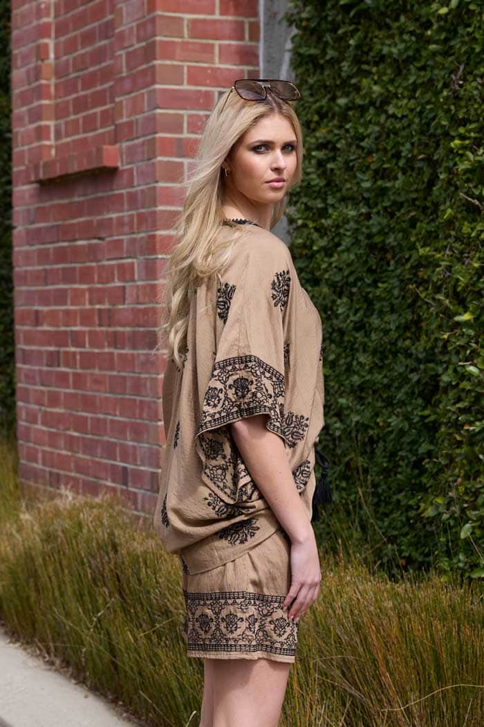 River Embroidered Shirt Caramel 2