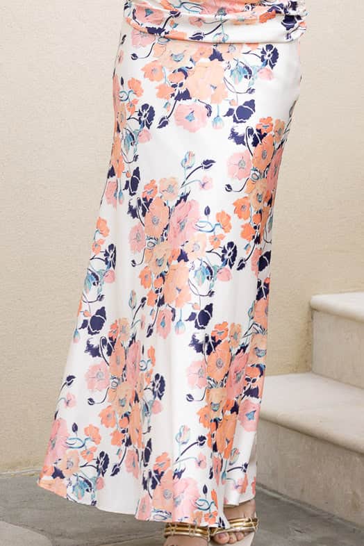 Gianna Satin Maxi Skirt Floral 4