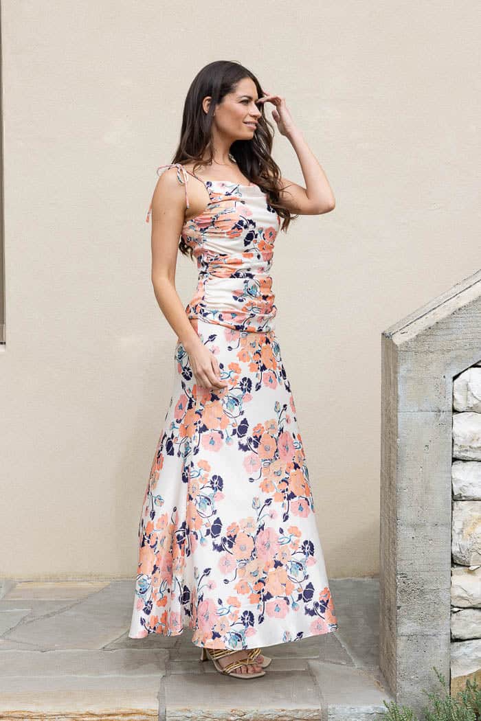 Gianna Satin Maxi Skirt Floral 3