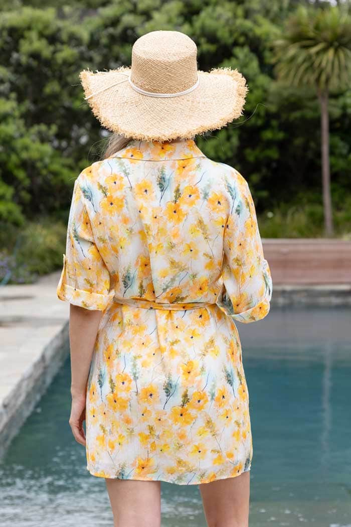 Aria Shirt Mini Dress Yellow Floral 3