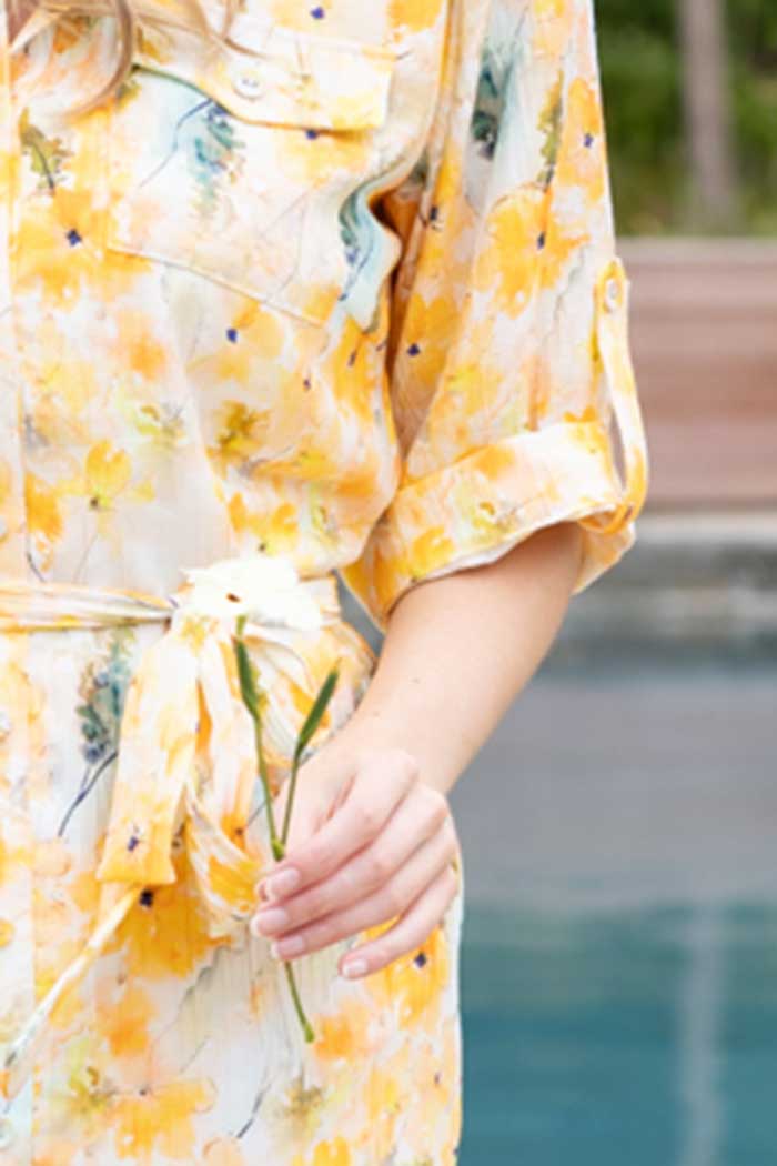 Aria Shirt Mini Dress Yellow Floral 4