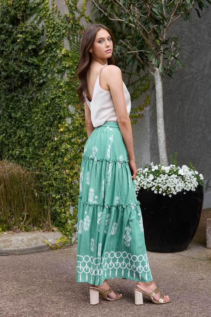 Logan Maxi Skirt Green Print 2