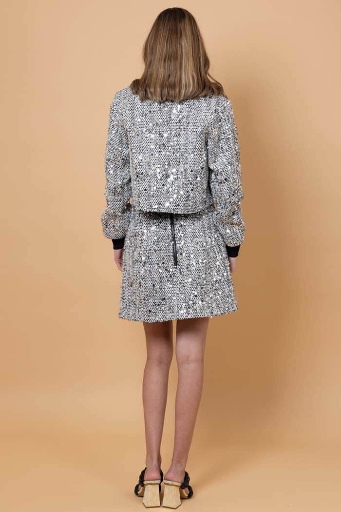 Noah Sequin Mini Skirt Silver 3