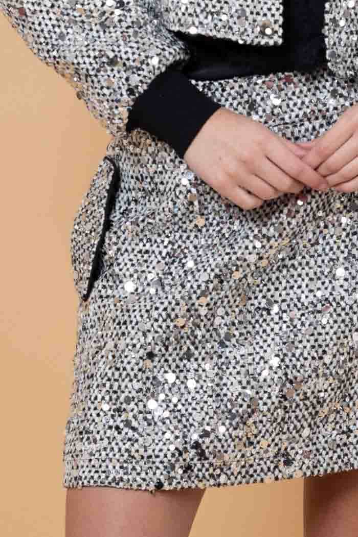 Noah Sequin Mini Skirt Silver 4