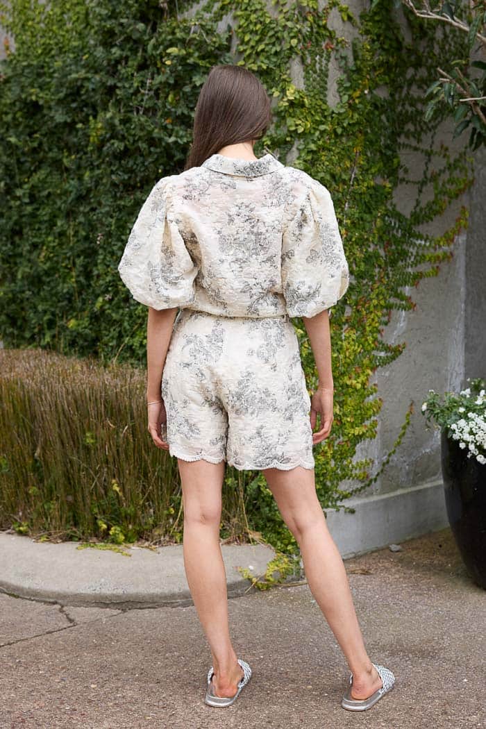 Sara Embroidered Shorts Cream Black 3