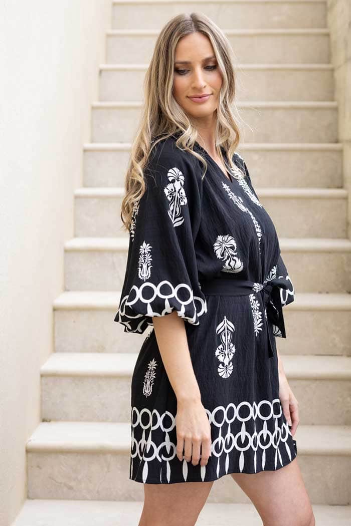 Nora Mini Dress Black Print 2