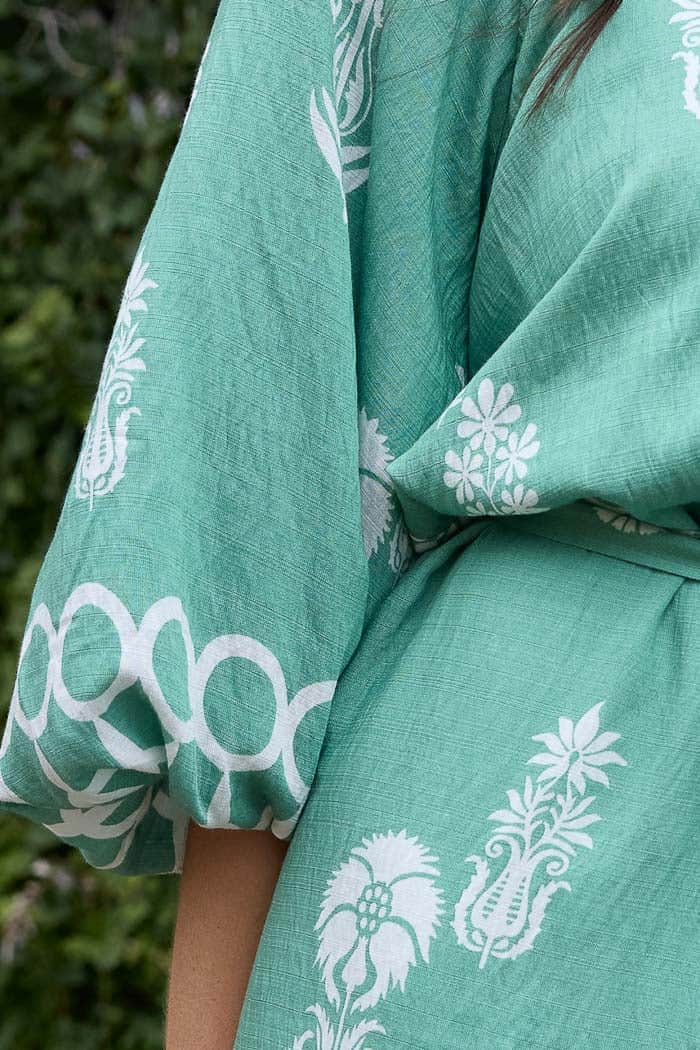 Nora Mini Dress Green Print 4