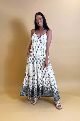Rachel Maxi Dress Cream Black 5