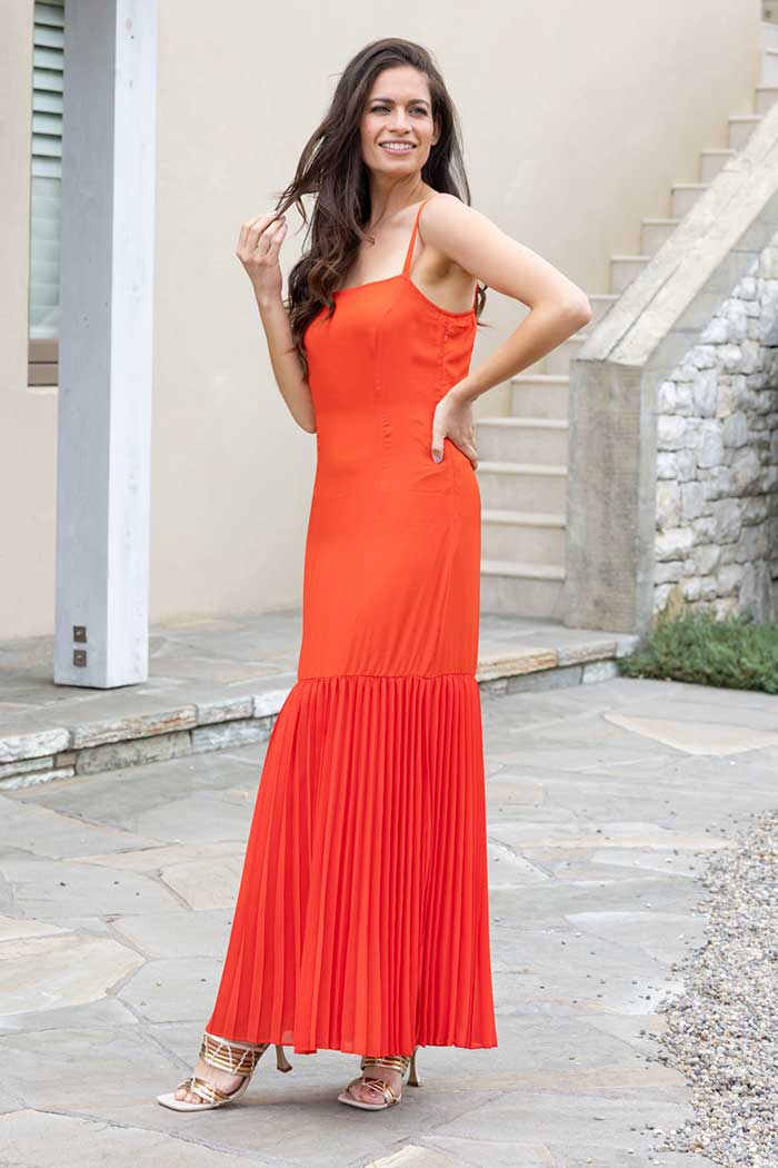 Orangey Red Maxi Dress