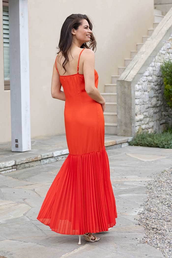 Lola Maxi Dress Pleated Orange 3