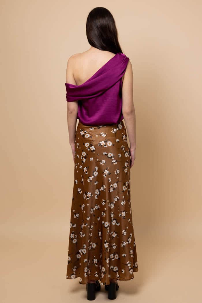 Alex Satin Maxi Skirt Rust 3
