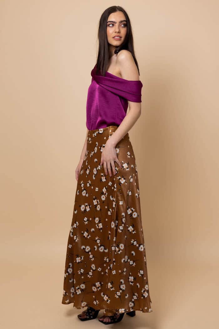 Alex Satin Maxi Skirt Rust 2