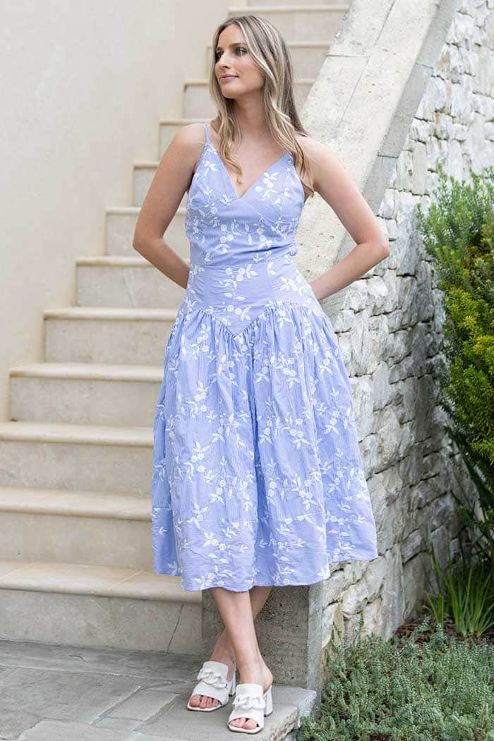 Skylar Midi Dress Embroidered Blue 3