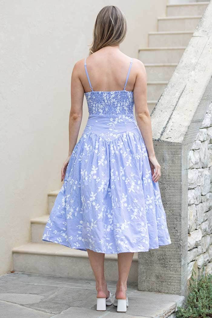 Skylar Midi Dress Embroidered Blue 4