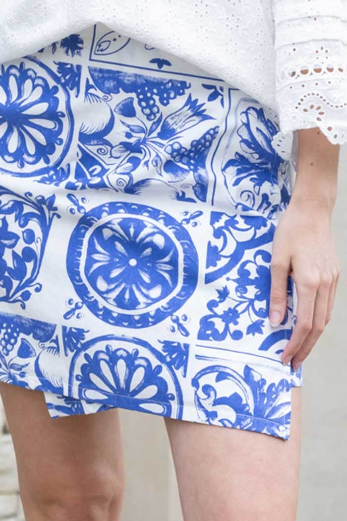 Lyla Wrap Mini Skirt Blue 3