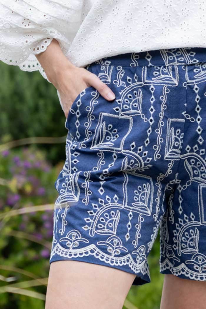 Grace Shorts Embroidered Blue 2