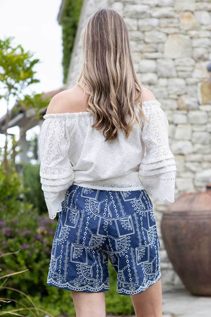 Grace Shorts Embroidered Blue 3