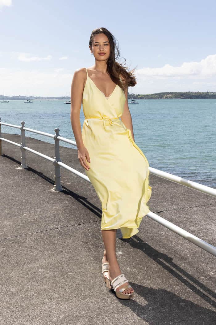 Giselle Midi Satin Dress Yellow 5