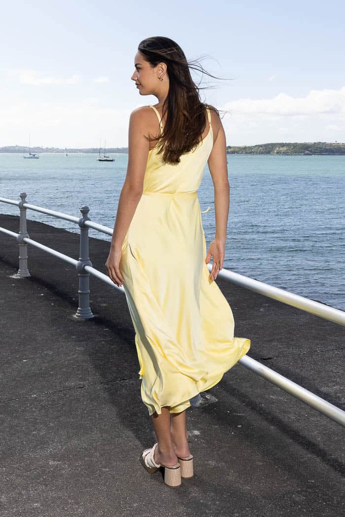 Giselle Midi Satin Dress Yellow 7
