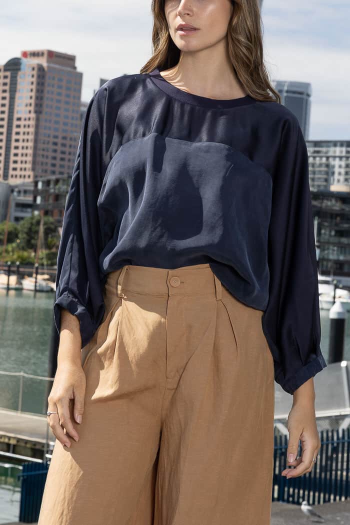 soft navy long sleeve top