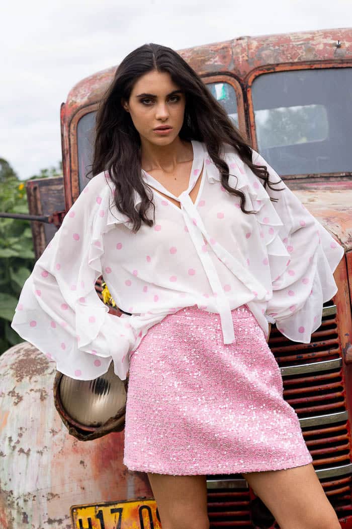 Quinn Blouse Pink Dot White 3